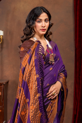 Elegant Emerald Banarasi Silk Saree with Ornate Copper Zari Work