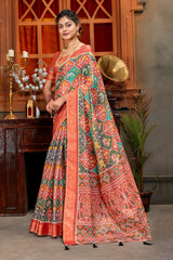 Vibrant Multicolor Patola Art Silk Saree with Zari Border
