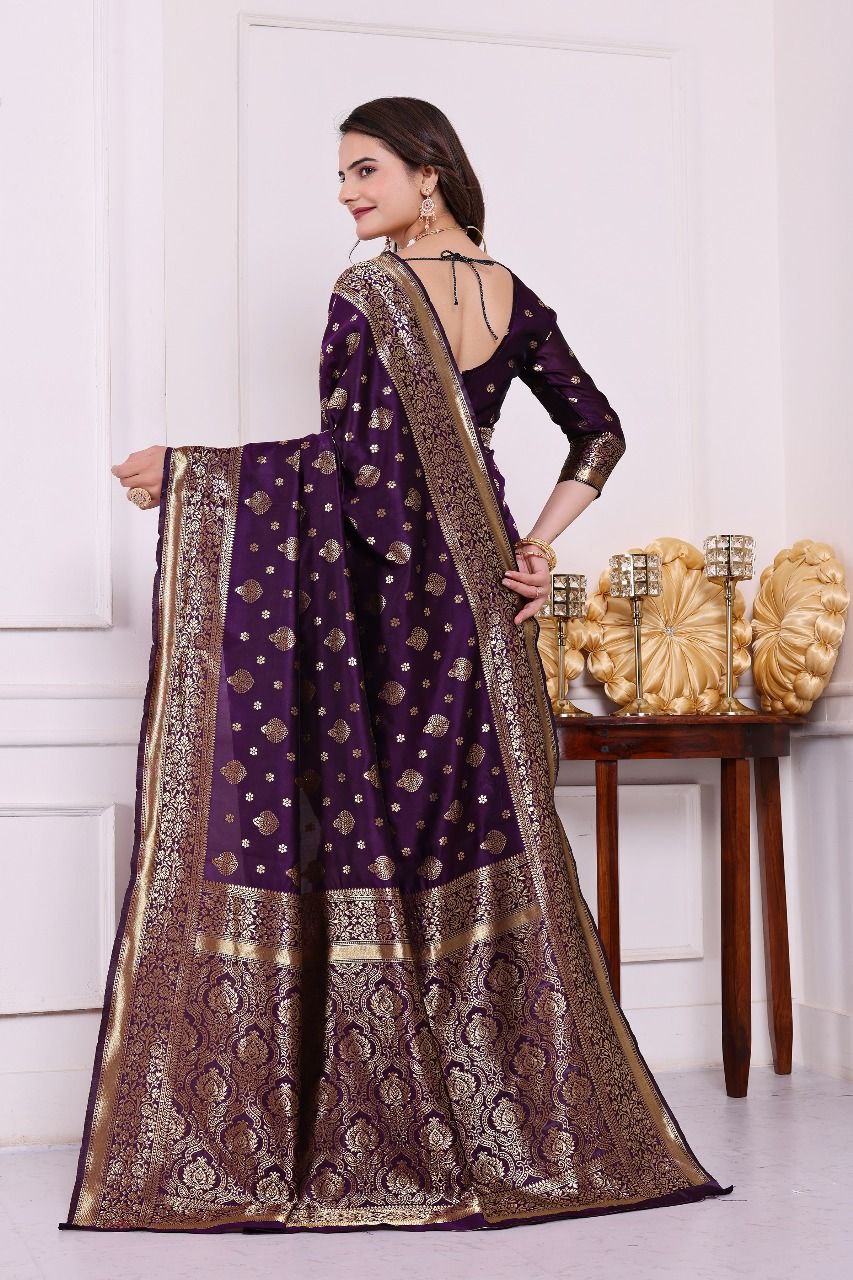 Banarasi Silk Saree with Rich Golden Zari Work – Perfect for Weddings, Festivals & Special Occasions