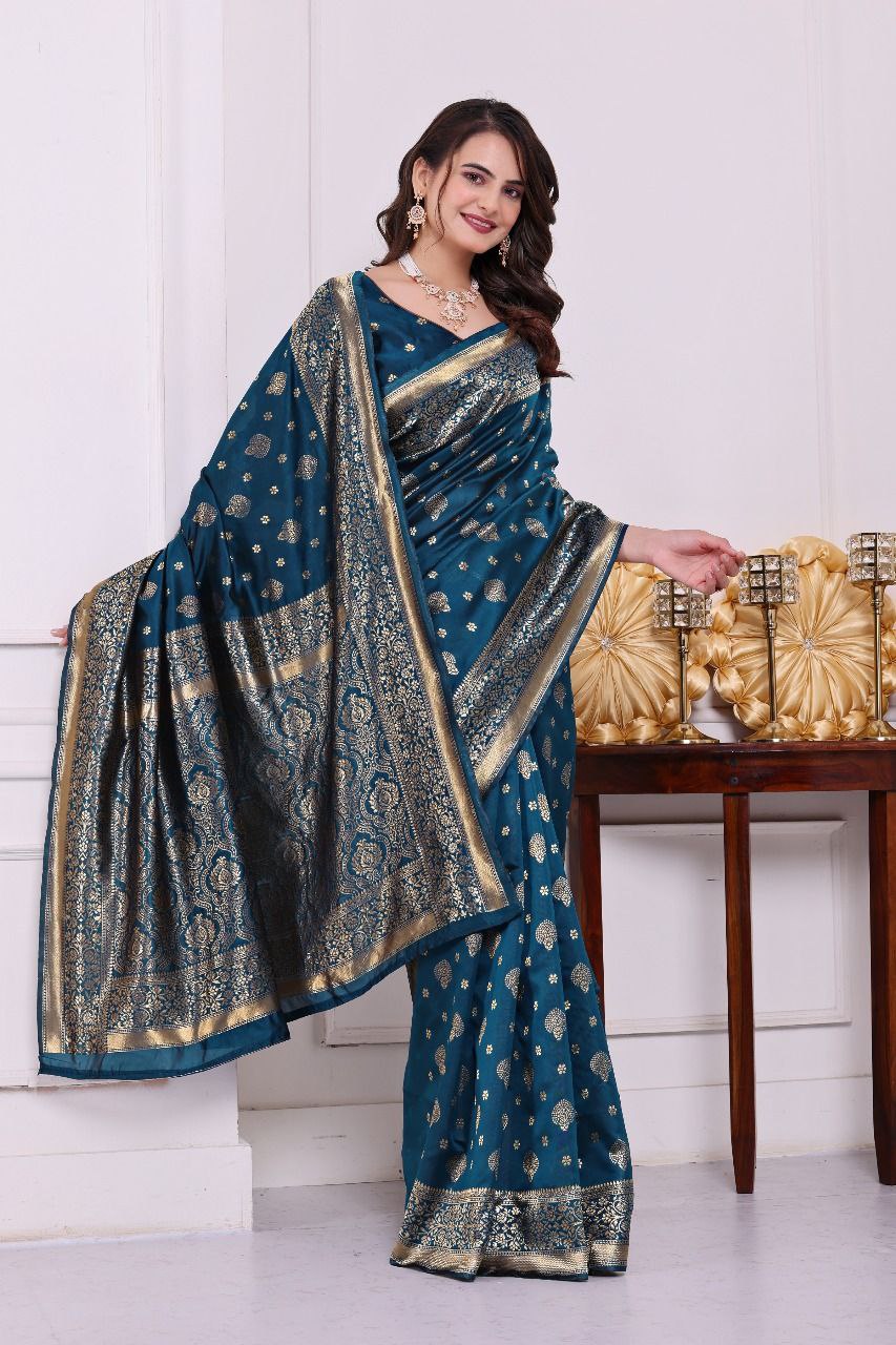 Banarasi Silk Saree with Rich Golden Zari Work – Perfect for Weddings, Festivals & Special Occasions