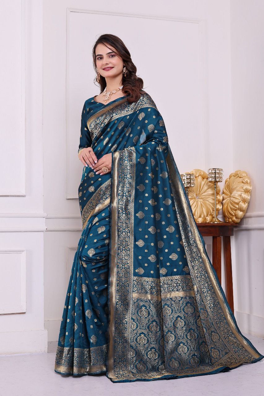 Banarasi Silk Saree with Rich Golden Zari Work – Perfect for Weddings, Festivals & Special Occasions