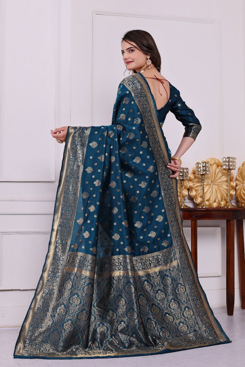 Banarasi Silk Saree with Rich Golden Zari Work – Perfect for Weddings, Festivals & Special Occasions