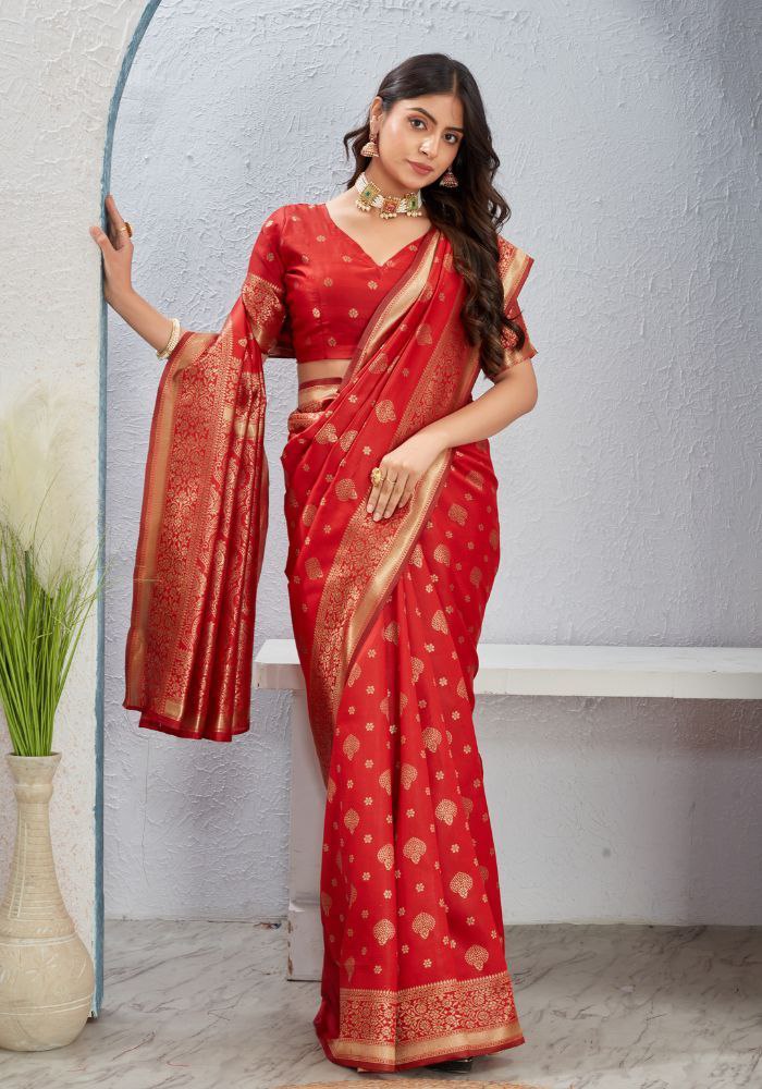 Banarasi Silk Saree with Rich Golden Zari Work – Perfect for Weddings, Festivals & Special Occasions
