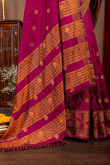 Elegant Emerald Banarasi Silk Saree with Ornate Copper Zari Work