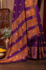Elegant Emerald Banarasi Silk Saree with Ornate Copper Zari Work