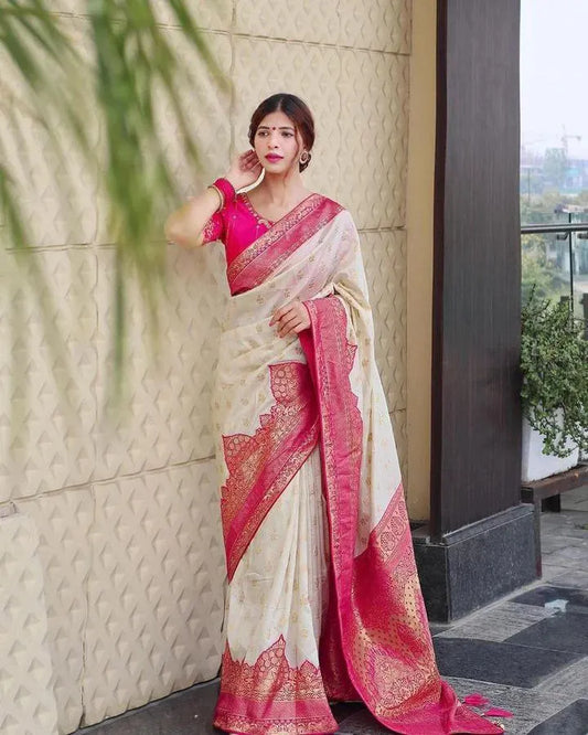 Traditional Silk Saree with Intricate Peacock Zari Border and Rich Pallu – Perfect for Weddings & Festive Wear