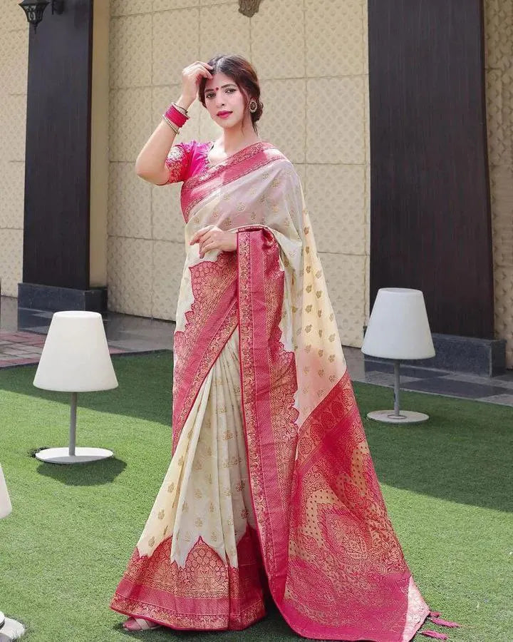Traditional Silk Saree with Intricate Peacock Zari Border and Rich Pallu – Perfect for Weddings & Festive Wear