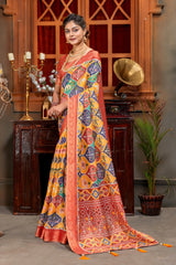 Elegant Multicolor Patola Silk Saree with Traditional Motif Prints