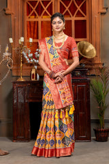 Elegant Multicolor Patola Silk Saree with Traditional Motif Prints