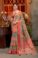 Vibrant Multicolor Patola Art Silk Saree with Zari Border
