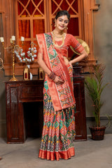 Vibrant Multicolor Patola Art Silk Saree with Zari Border