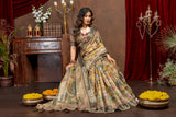 Royal Heritage Collage Digital Print Art Silk Saree