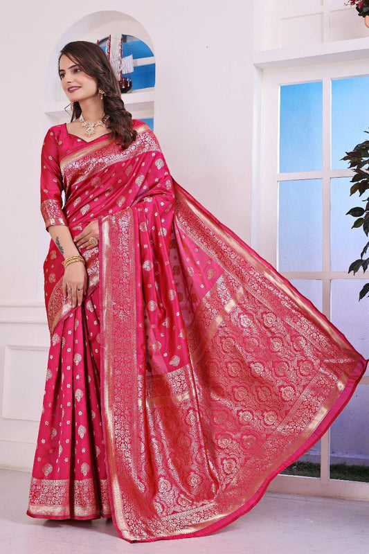 Banarasi Silk Saree with Rich Golden Zari Work – Perfect for Weddings, Festivals & Special Occasions