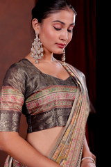 Royal Heritage Collage Digital Print Art Silk Saree